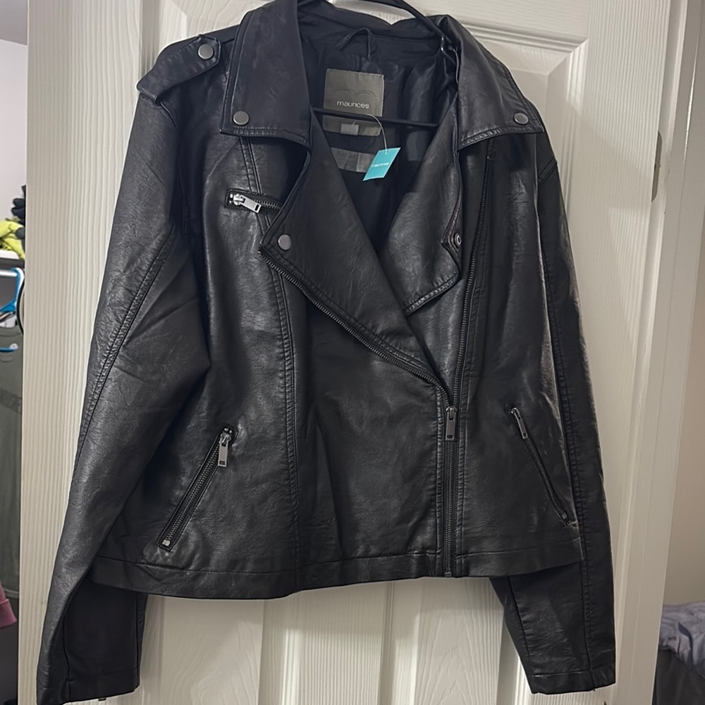 Maurices Black Leather Jacket Asymmetrical Design